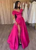 Party Dresses Pink Floor Length Sweetheart A-line Satin Prom Evening Gown With Slit