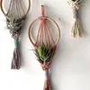 Tapestries Colorful Macrame Air Plant Holder Boho Wall Hanging Tapestry Pod Hanger Tassel Flower Basket Net Bag Woven Art Home Decor