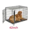Dog Carrier Folding Cage Houses Kennels Accessories 2 Doors Wire Pet Crate Cat Suitcase 48Inch Drop Delivery Home Garden Supplies Dhipt