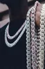 Miss Drop Custom Jewelry Hip Hop Men Kobiety 14K White Gold Splated Cz Diamond Iced Out Cuban Link Chain Bransoletka Naszyjka 238B4242086