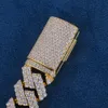 Custom 15Mm S Sier 9K 14K Solid Gold Yellow Iced Out Two Rows Moissanite Lab Diamond Cuban Link Chain Bracelet Necklace