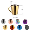 1pcs de parede dupla caneca de café em aço inoxidável 300 ml portátil copo de arco -íris portátil Tumbler de leite xícaras de chá canecas de água 240509