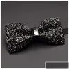 Bow Ties Bow Ties Fashion Designer Mens Diamond Wedding Party Formal Suit Double Fabric Bowtie Business Necktie Butterfly Knot1 Drop D Dhbd2
