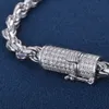 Factory Custom S925 Sterling Silver med D VVS Moissanite Lock Rope Chain Necklace Armband