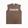 Rhude 2024 Summer Cotton T Shirts Nieuwe Designer Mens Tank Tops Trendy Brand Ademend los mouwloze T-shirts ZjBrh052 Vierhorned Bloemprint Vest Maat S-XXL