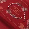 17,5 cm Bambus Herz 925 Silber Frauen Armband Red Faden Linie Seilbänder für Frauen Student OT Lock Perle Circle Stick 240515