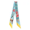 Vrouw ontwerper zijden sjaal luxe zomer sjaals springen high-end lange zijden twist sjaals zakken linten linten handgrepen afgeschuind kettingen en lint