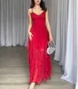 V Neck aftonklänning lång en linje formell klänning elegant röd chiffong formell fest prom klänning för kvinnor