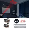 Digital Alarm Clock Radio Projection Multifunktion Bedside Time Display med temperatur och fuktighet Mirror 240506