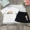 Top Princess dress girls summer suit kids tracksuits baby clothes Size 100-150 CM Doll Bear Letter Pattern Print T-shirt and skirt 24April