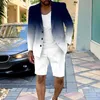 Mens Clothing Summer Single-Breasted Outfits Men Business Office Short Pants Suit Fashion Casual Long Sleeve Two Piece Sets 240514