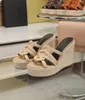 サマーウォークスリッパブランドBovary Cassandra Wedge Sandals Shoes Designer Women Slipper Square Toe Mule Walking Lady Sandalias Design Bridal Wedding Dress Shoe Box