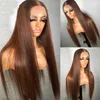 32 34 inches long brown bone straight lace forehead human wig black women's synthetic closed wig 13*4 human hair set cosplay daily