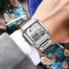 Wristwatches LIGE Square Fashion Luxury Man Watch Business Stainless Digital Quartz Electronic Watches For Men Waterproof Date Clock