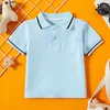 Chłopcy krótkie rękawowe koszulę polo -Polo Summer Pure Cotton Tshirt Baby Cool Thin Top Trend 240515