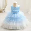 Abiti da ragazza per bambini indossano babys babys di primo compleanno vestito di abbigliamento da festa abbinata in pizzo principessa bambina festa di Natale abito da ballo y240514