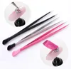 Nail Files 1pc 2 Heads Straight NailTweezers with Silicone Pressing Head for 3D Sticker Rhinestones Water Picker Metal Nails Tools9328119