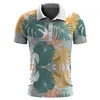 Plantas hawaianas Camisa de polo para hombres Summer hojas de hojas de estampado 3d flor de manga corta camisas de golf de las calles de gran tamaño t 240426