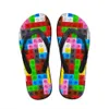 Flats Women Slippers Slipper House customized 3D Tetris Print Summer Fashion Beach Sandals For Woman Ladies Flip Flops Rubber Flipflops 09nK# 271 flops 0e9d