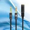 3,5 mm Jack Microfone Headset Audio Splitter Aux Extension Cable fême