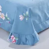Conjuntos de cama Poliéster lavado 4pcs Definir padrão de flor macia com zíper com zíper canto de canto de esquina