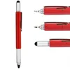 6 In1 Multifunktion Bollpoint Pen med modernt handhållet verktyg Mät teknisk linjal Skruvmejsel Pekskärm Stylus Spirit -nivå