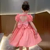 Kız Elbiseleri Kızlar Yaz Elbisesi 2024 Yeni Çocuk Kayak Moda Sevimli ve Sevimli Küçük Kız Tasarım Prenses Elbise Kız Elbise D240515