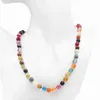 Bärade halsband Multicolor Halsbanddeklaration Kvinnkedjan Natural Stone Agate Face Round 8 10mm Bead Chain Jewelry 18 Inch A790 D240514