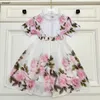 Top Princess Dress Press Baby Trade Closuits Size 90-150 см. Детская дизайнерская одежда для цветочной печати девочки футболка и короткая юбка 24mar