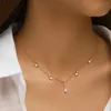 Pendants 925 Sterling Silver Geometric Zirconia Turquoise Necklace Star/Moon/Flower Shaped Women's Collarbone Chain Wedding Party Jewelry