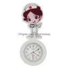 Party Favor Nurse Doctor Cartoon White Angel Love Heart Retractable Badge Reel Pocket Watches Gift For Hospital Medical Brooch Clip Cl Otc6U