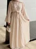 Ubranie etniczne 2 -częściowy zestaw Abaya Zestaw Maroko Muzułmańskie Abayas kobiety Kaftans Suknie wieczorowe Kobiety Dubai Turkey Long Dress Robe Femme Vestidos T240515