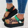 Сандалии моды Sandals Women Shoes Summer Ladies Casual Welge Chunky Gladiator Big Size 43 64BC