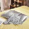 2ピースアイスシルクサテン枕ケース豪華なソリッドカラー48x74cmクールな通気性快適な夏の枕カバーベッドルームファミリーベッド240509