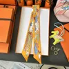 Designer Silk Scarf Women Summer Scarves One Thousand and One Rabbit Scarves, Small Long Stripes of Pure Silk, Narrow Women's Wrapping Bag, Handle Binding Bag, Ribbon, Silk