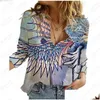 Dames blouses shirts zomers retro bloem 3d bedrukt met lange mouwen shirt casual elegante knop vest gekleurd en getemperd chiffon dro dhg1f