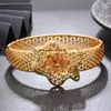 Bangle 24k Ethnic Gold Color Banles for Women Dubai Fashion Flower Design Bride Bracelets Bracelets Prezenty