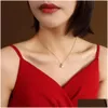 Pendant Necklaces Zircon Necklace Women Korean Ins Clavicle Chain Cold Wind Single-Drilled Claw Diamond Inlaid Titanium Steel 18K Gold Dhnzt