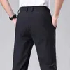 メンズパンツ男性用サマーカジュアルパンツ薄いビジネス弾性スリムフィットエラスティックウエストジョガークラシック韓国薄いブラックグレーブルーメンズスタイルY240514