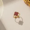 Nieuwe klaver van vier blad klaver fritillaria ringen klassieke designer dames verstelbare ring jonge modestijl dames geschenk sieraden ring titanium staal niet veranderen kleurring