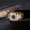 Bague d'or multi-rose 18K pour hommes / femmes naturels 1 carat saphir diamant bijoux anillos de bizuteria anillos anneaux de pierre gemme 240511