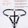 Nuun Mens Chastity Equipment Elastic Belt -tillbehör bärbara läderbyxor Justerbar BDSM -bindning PU med kycklingbur Tejp Sexuella leksaker 240430