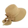 Frauen Sonnenhut Big Bogen Breite Krempe Floppy Sommerhüte für Frauen Strand Panama Strohschaufel Hut Sonnenschutz Visor Femme Cap 240515