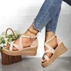 Knee High Sandals for Women Ladies Summer Casual Solid Colour Buckle Thick Bottom Large Size Slope Women Cute Wide Width Sandals 240515