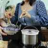 Dubbla pannor rostfritt stål ångare köksredskap för riskokare potten insatt grönsak korg hår hushåll