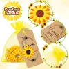 Party Favor 200Sets Sunflower Gift Inkluderar nyckelkedjan Organza Bag Tack Brown Paper Tag School Reward Supplies