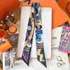 Designer Silk Scarf Women Summer Scarves Grand New Scarves Women's Long Stripe Silk Thin Narrow Binding Wrap Handle Small Ribbon Hair Strap