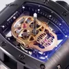 RM Racing Wrist Watch Automatic Tourbillon Full Sky Star Skull Watch Multi-functional Hollowed out Mechanical Mens Watch