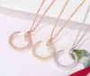 S925 Sterling Silver nail full diamond necklace women039s geometric micro inlaid silver pendant chain simple clavicle6326748