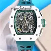 Multifunctionele horloges Mechanische horloges Luxe milles Bekijk multifunctionele automatische witte koolstof tlae rmrm